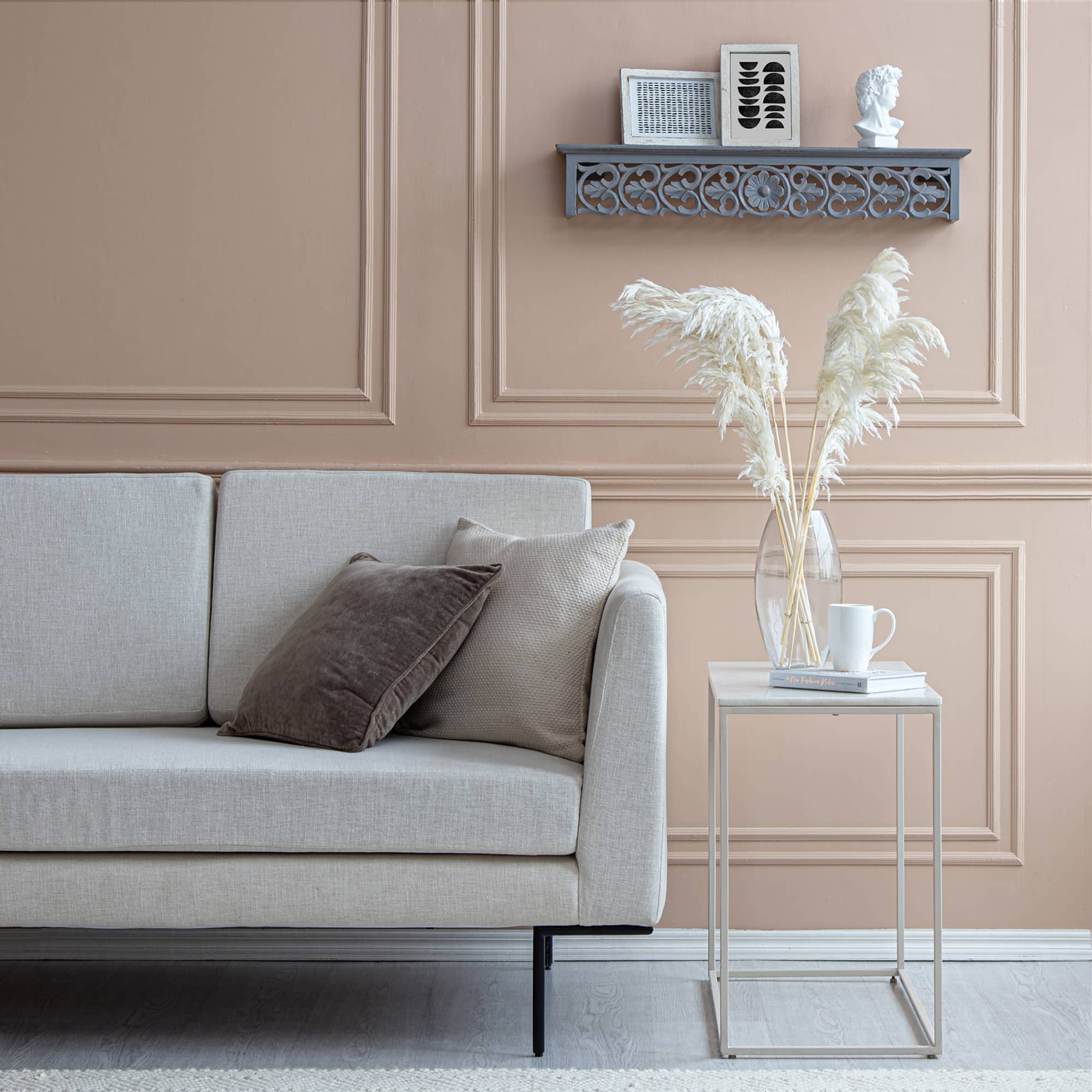 Habitat 30" Carved Gray Decorative Shelf
